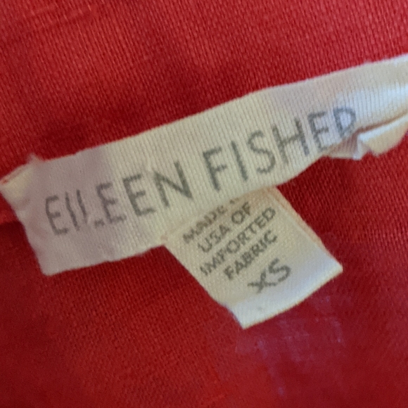 Eileen Fisher Organic Irish Linen Button Down Top Pink XS Preppy Classic Casual - Picture 7 of 9